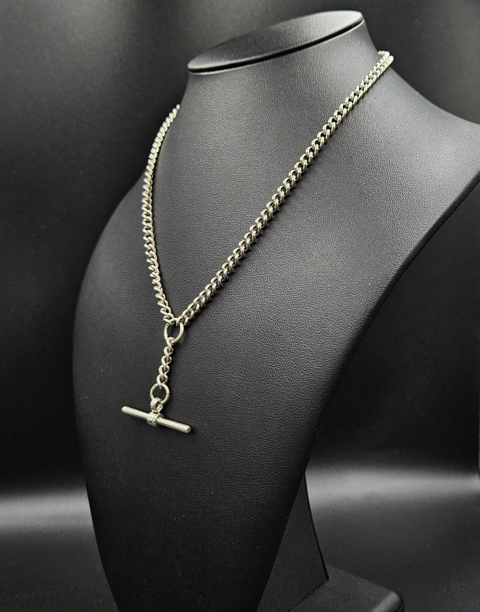 Silver Curb style Chain with T-Bar Toggle Clasp