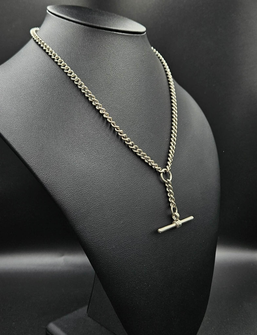 Silver Curb style Chain with T-Bar Toggle Clasp