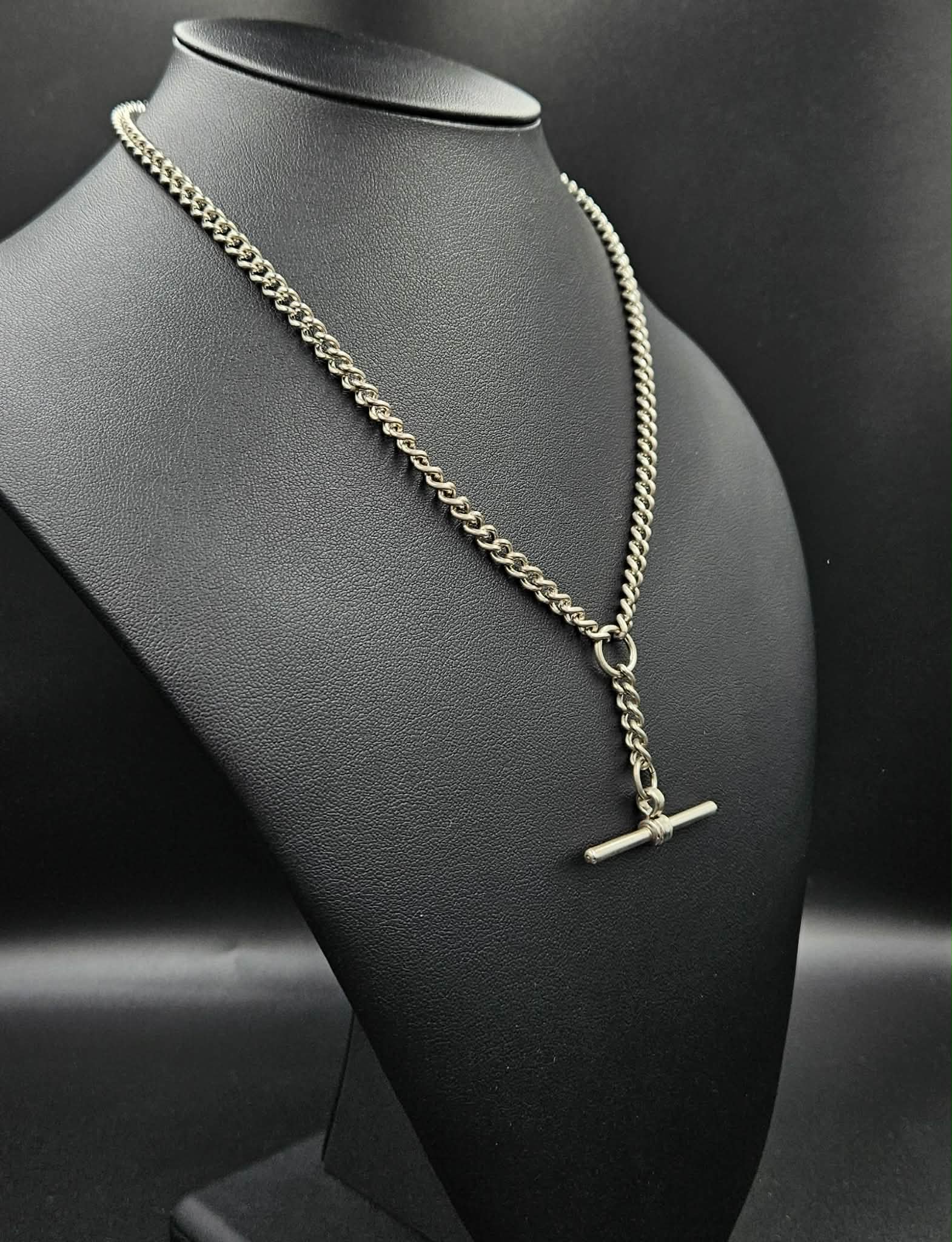 Silver Curb style Chain with T-Bar Toggle Clasp
