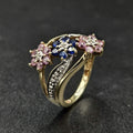 9ct Yellow Gold Pink & Purple Sapphire Flower Ring
