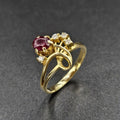 18ct Yellow Gold Red Ruby & Diamond Ring