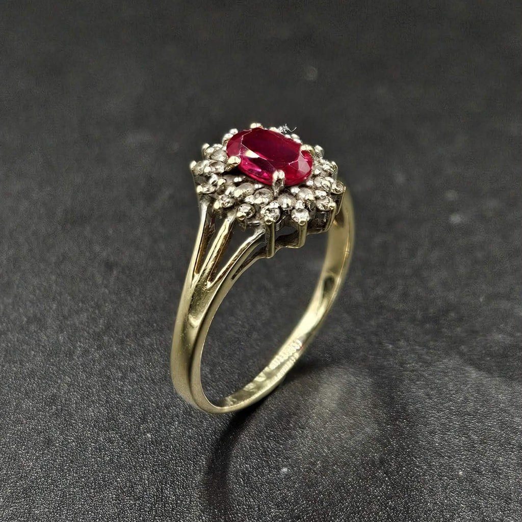 9ct Yellow Gold Ruby & Diamond Ring
