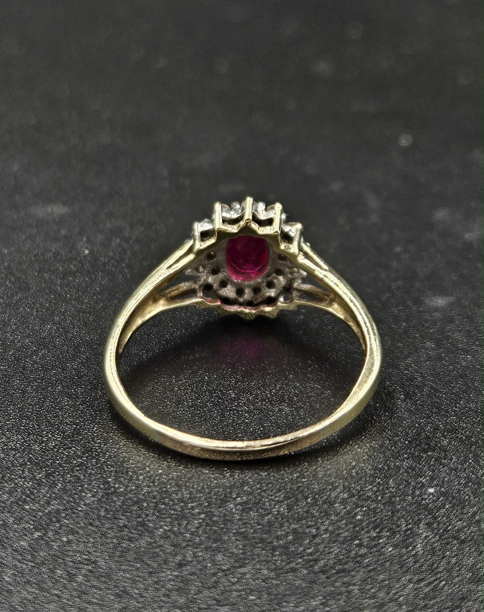 9ct Yellow Gold Ruby & Diamond Ring