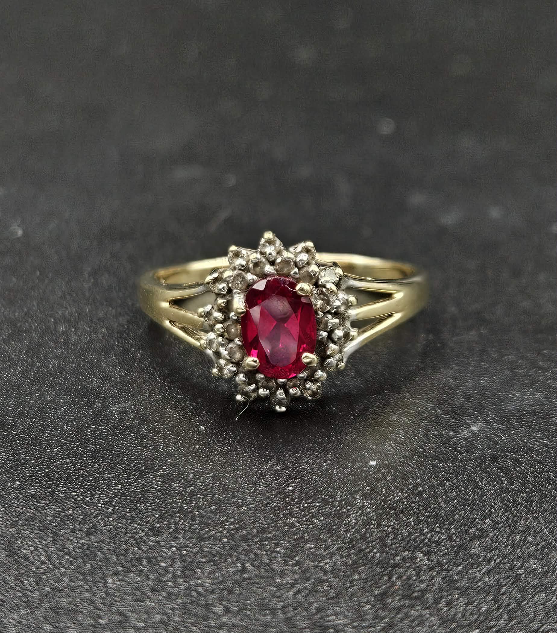 9ct Yellow Gold Ruby & Diamond Ring