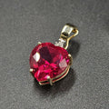 9ct Yellow Gold red Ruby & Diamond Pendant