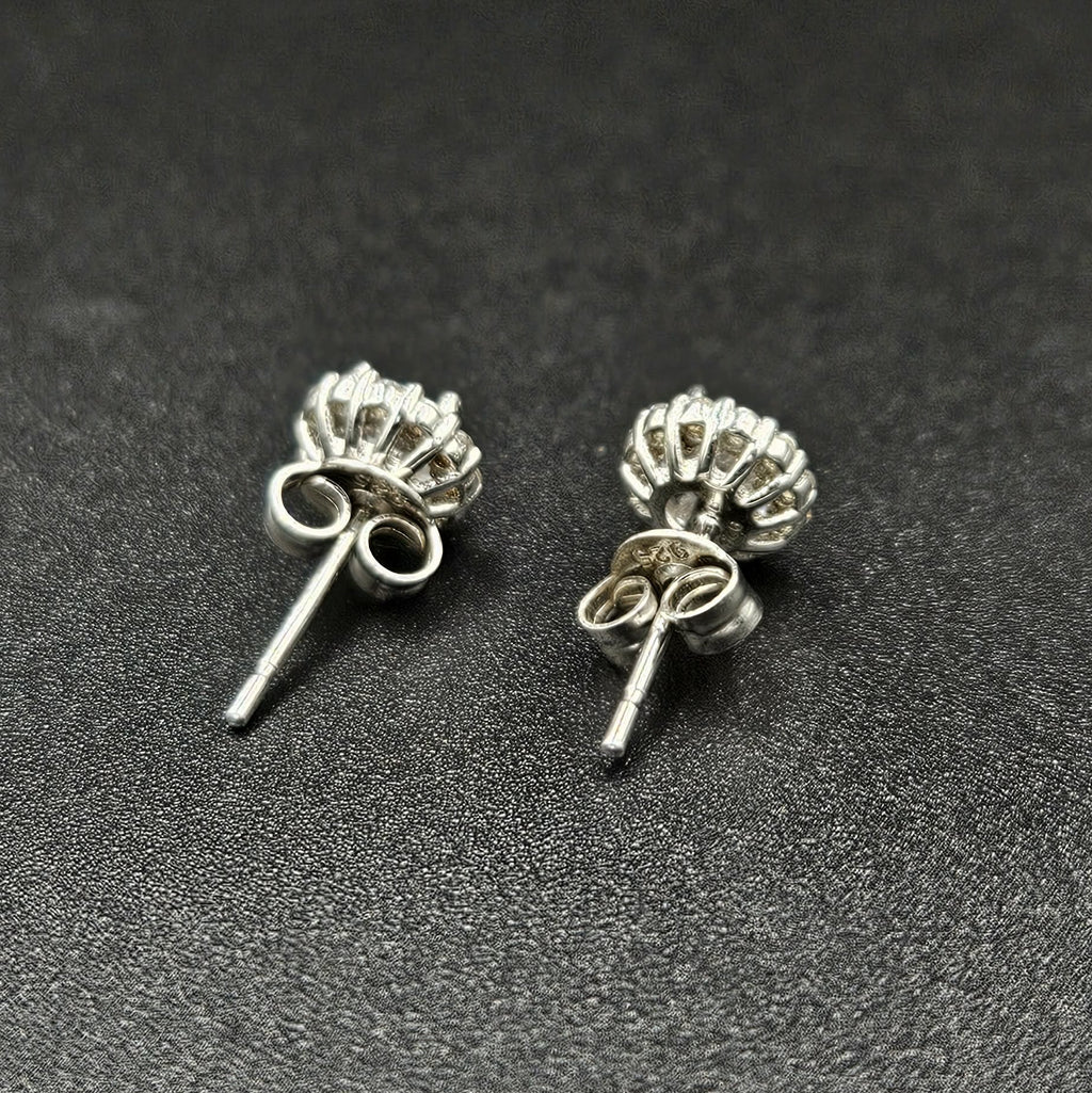 Sterling Silver 13 Cubic Zirconia Each earring Studs