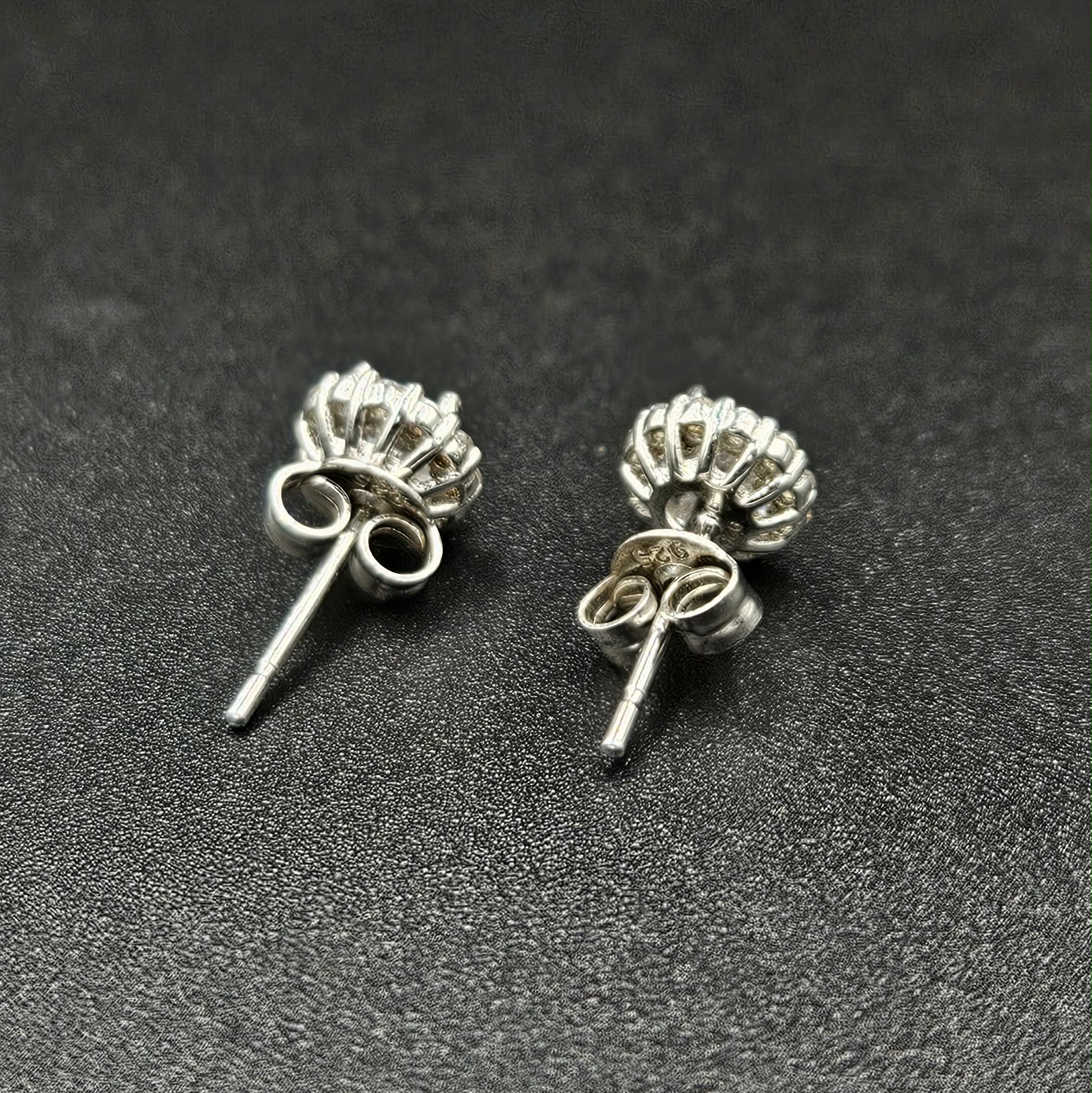 Sterling Silver 13 Cubic Zirconia Each earring Studs