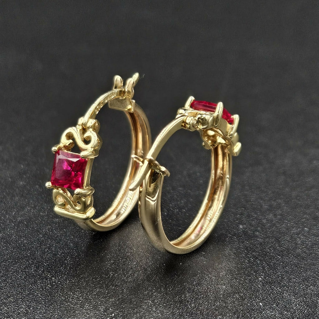 9ct Yellow Gold Ruby Earrings