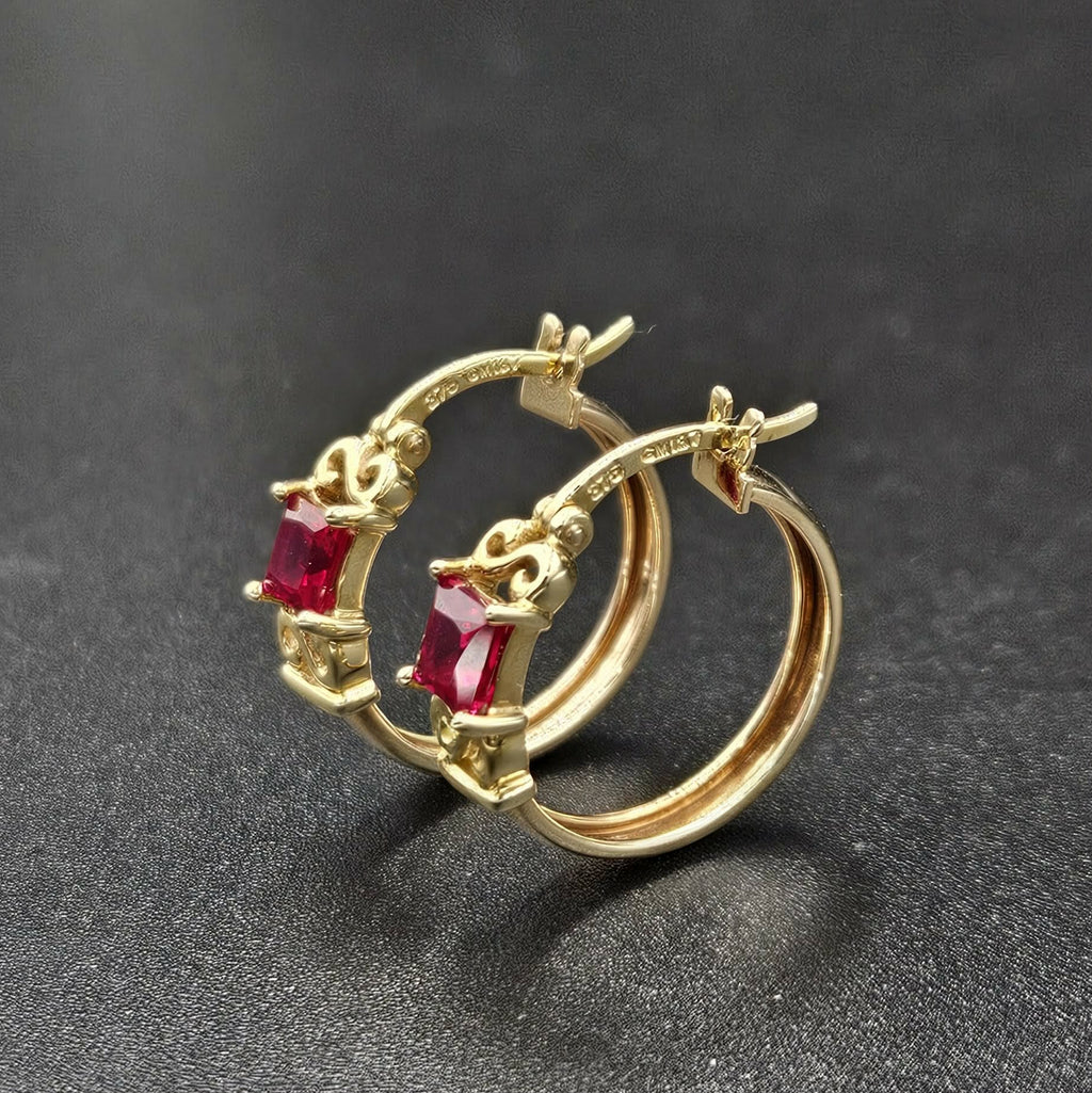 9ct Yellow Gold Ruby Earrings