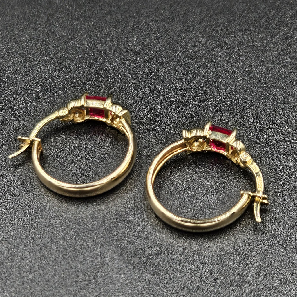 9ct Yellow Gold Ruby Earrings