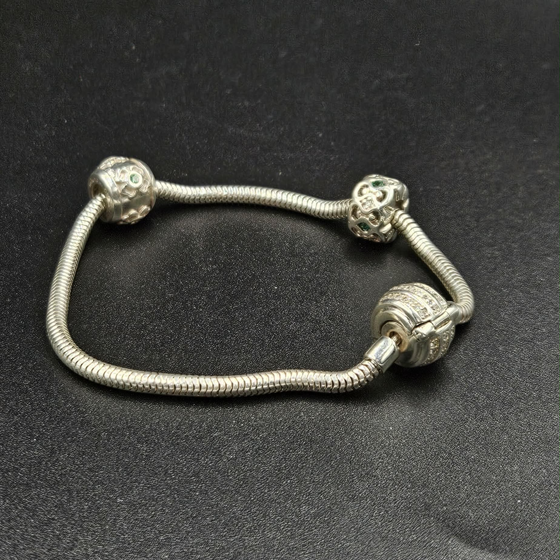 925 Silver Rope Style Beaded Bracelet