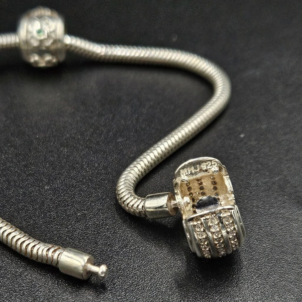925 Silver Rope Style Beaded Bracelet