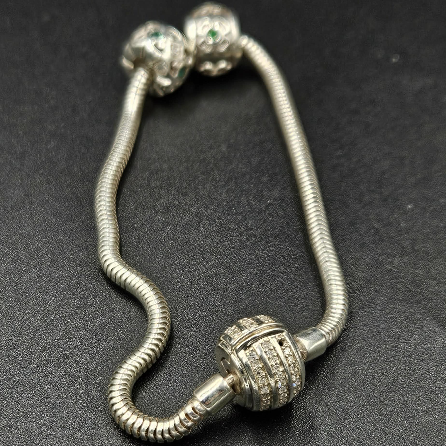 925 Silver Rope Style Beaded Bracelet