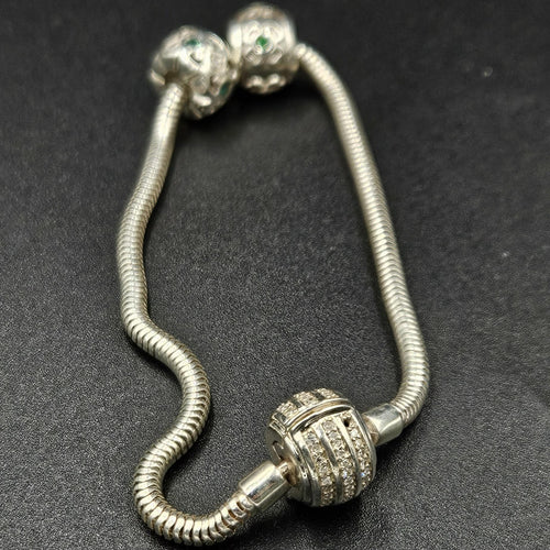 925 Silver Rope Style Beaded Bracelet