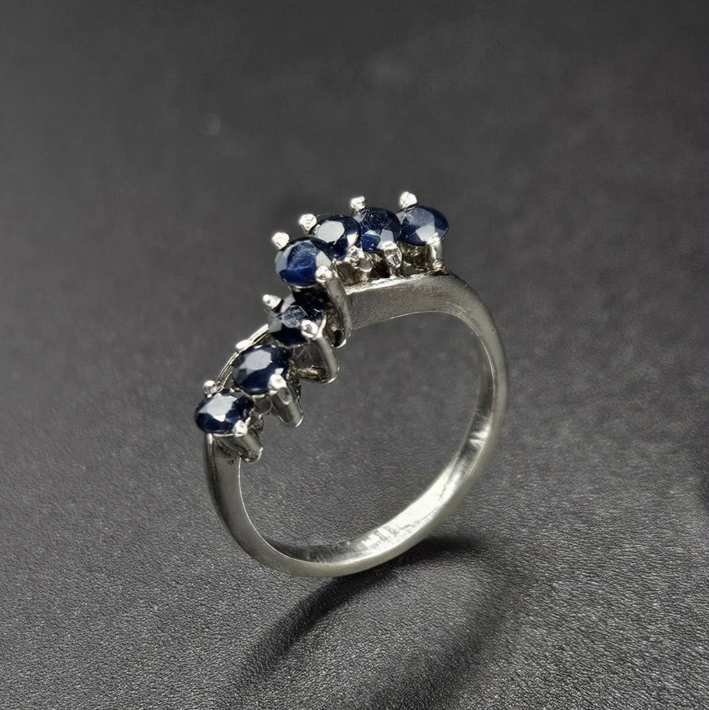 Sterling Silver Blue Sapphire Size J