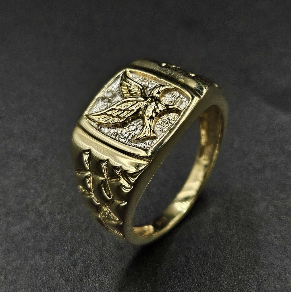 9ct Yellow Gold Eagle Mens Ring