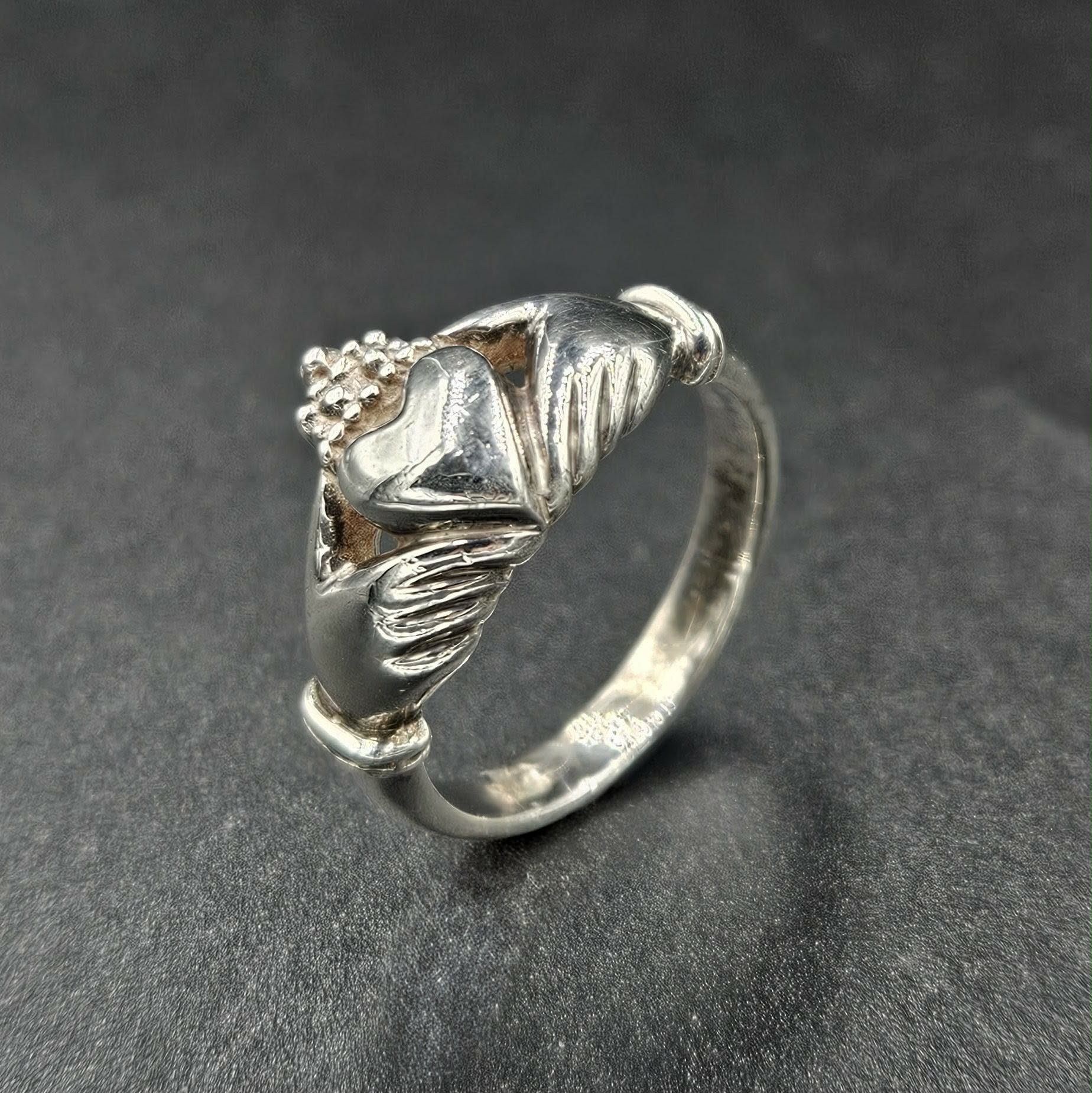Silver Heart, Hands and Crown Ring