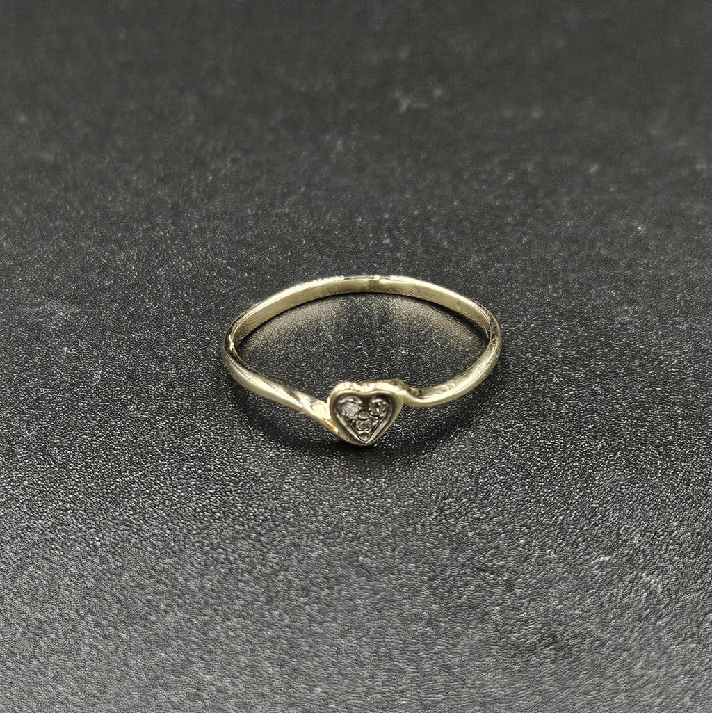 9ct Yellow Gold Diamond Heart Ring