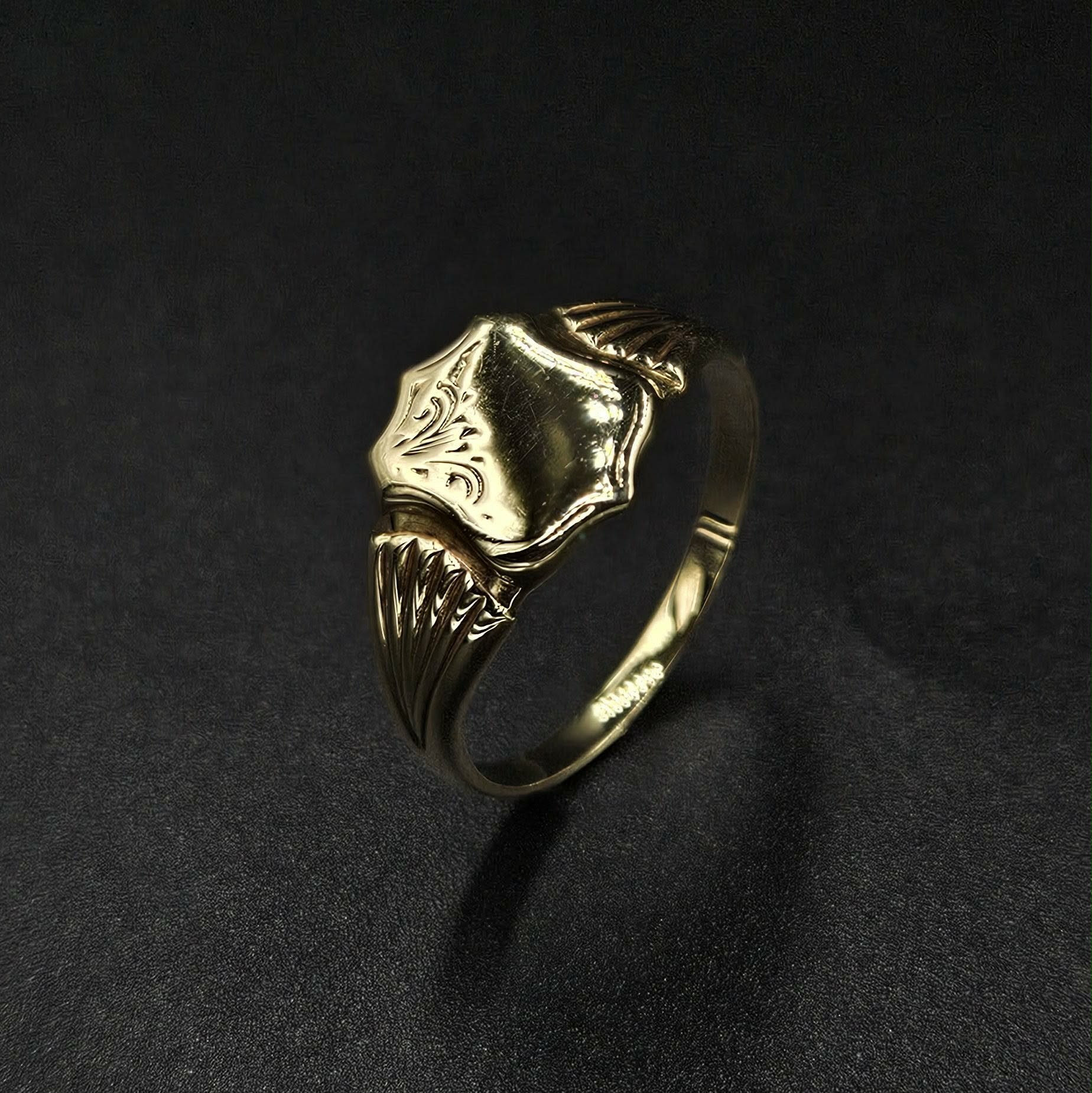 9ct Yellow Gold Shield Ring