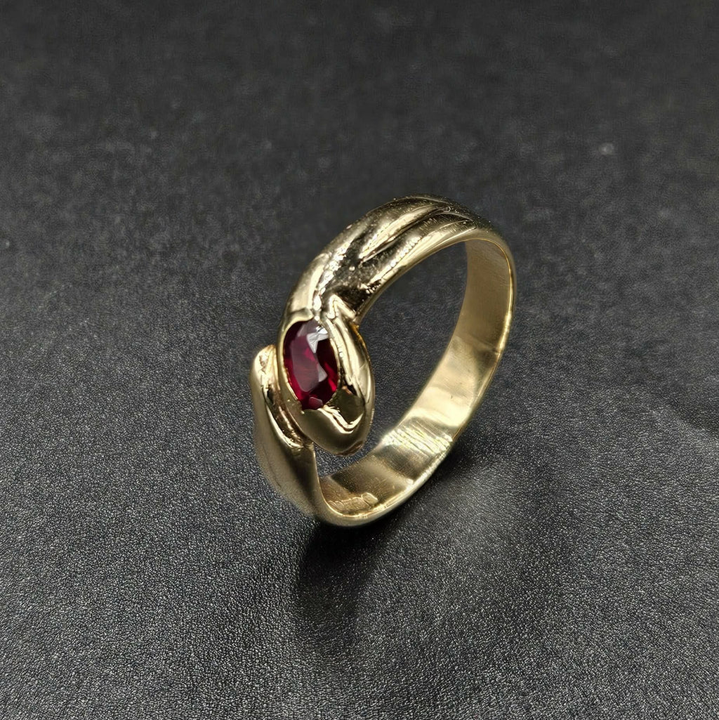 9ct Yellow Gold Ruby Snake Ring
