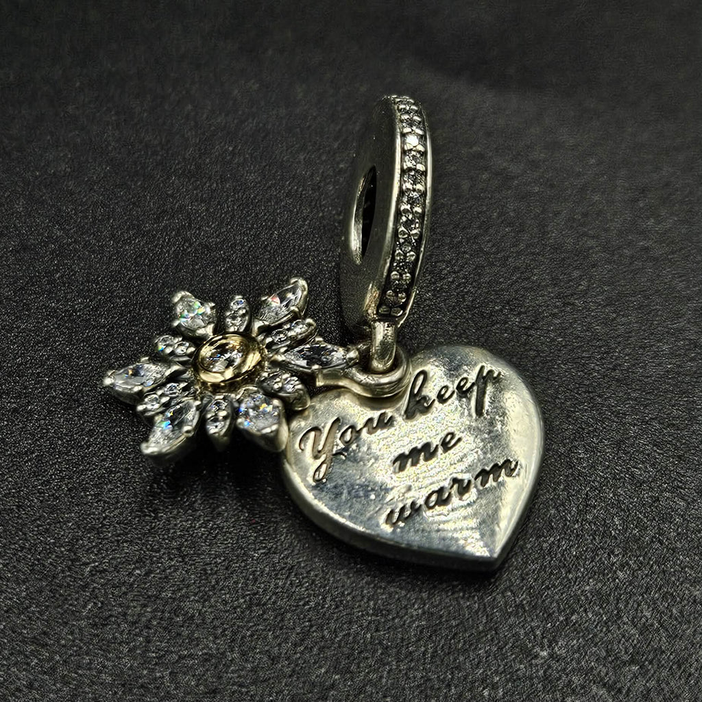 Sterling Silver Cubic Zirconia " You keep me warm " Charm