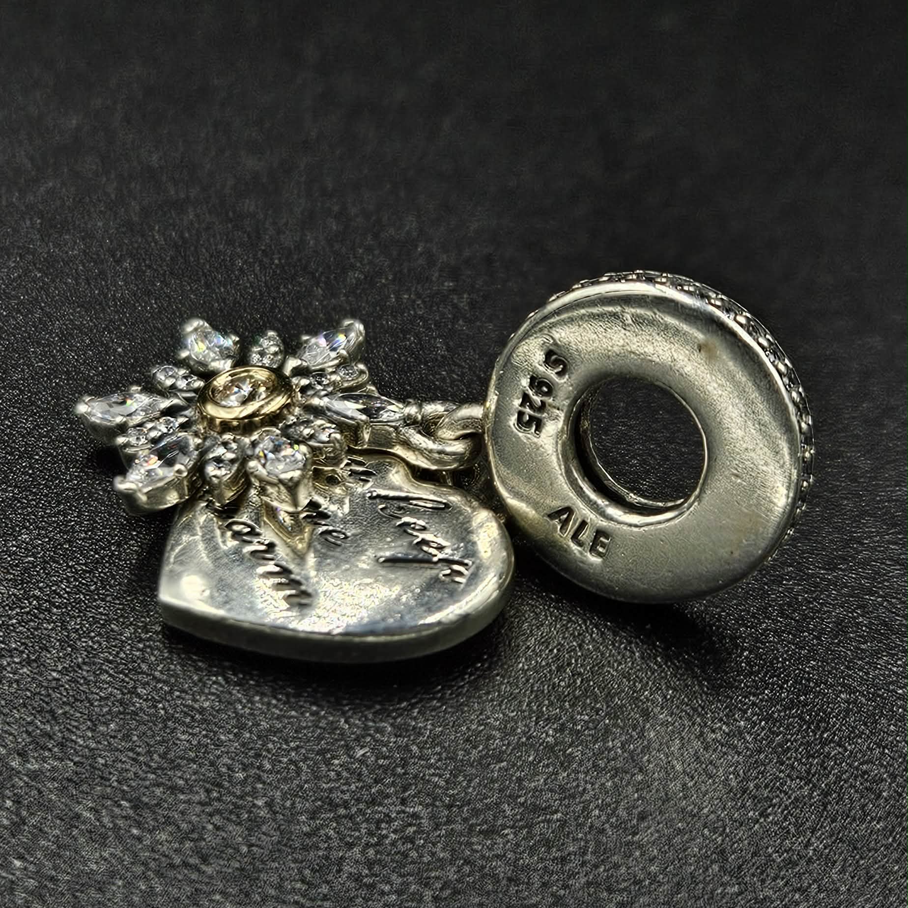 Sterling Silver Cubic Zirconia " You keep me warm " Charm