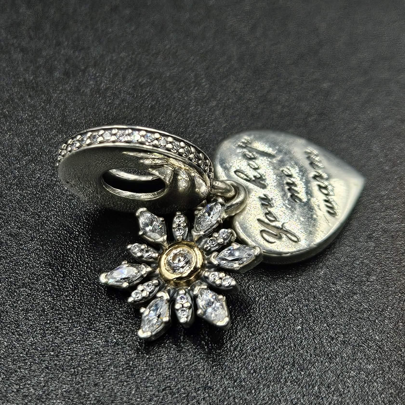 Sterling Silver Cubic Zirconia " You keep me warm " Charm