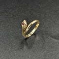 9ct Yellow Gold Red Ruby Snake RIng