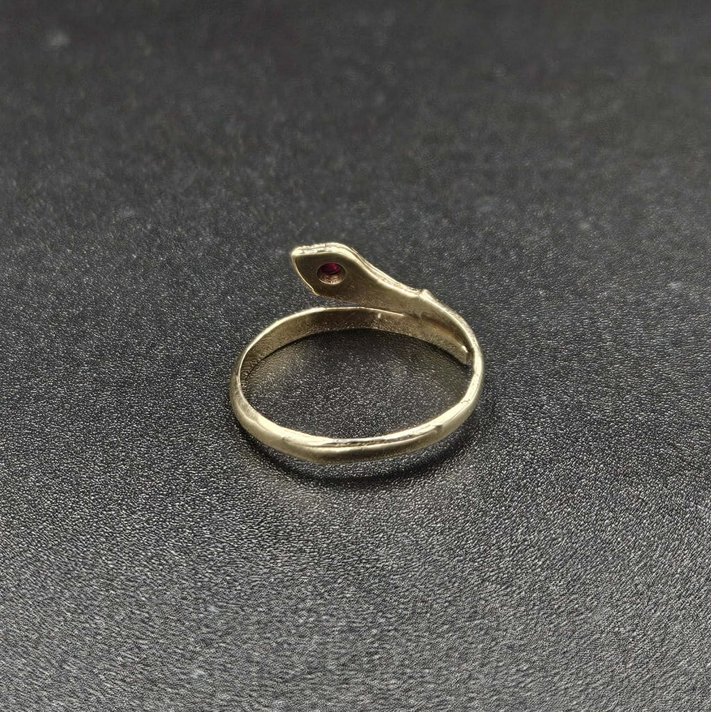 9ct Yellow Gold Red Ruby Snake RIng