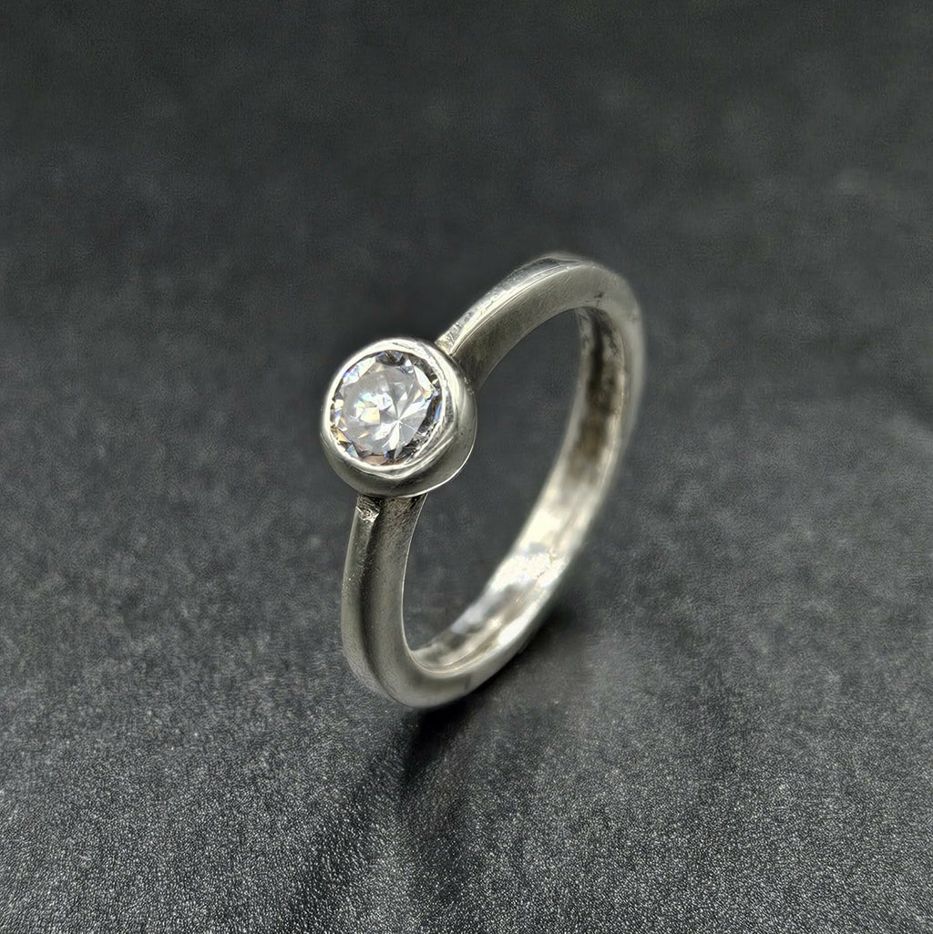 Silver Cubic Zirconia Band Ring