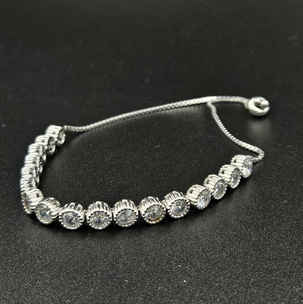 Brand new, Silver Cubic Zirconia Adjustable Bracelet