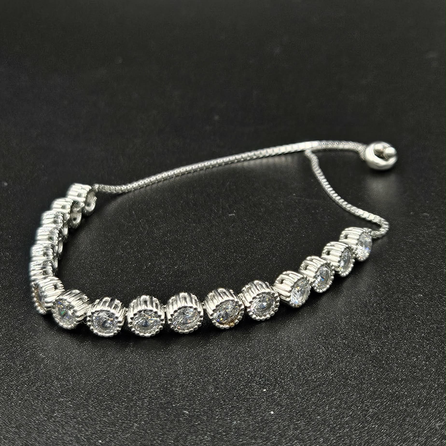 Brand new, Silver Cubic Zirconia Adjustable Bracelet