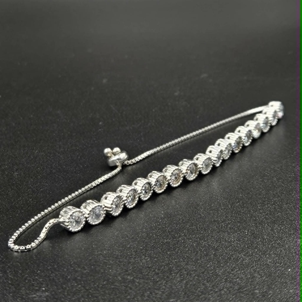 Brand new, Silver Cubic Zirconia Adjustable Bracelet