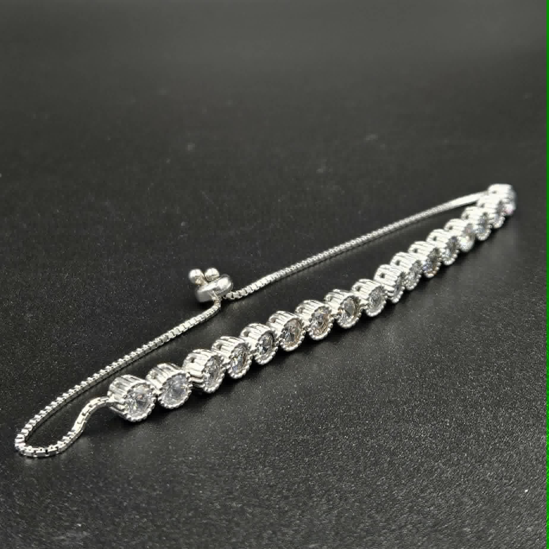 Brand new, Silver Cubic Zirconia Adjustable Bracelet