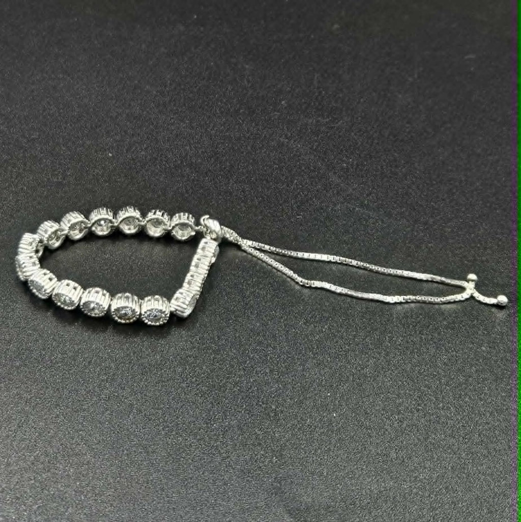 Brand new, Silver Cubic Zirconia Adjustable Bracelet