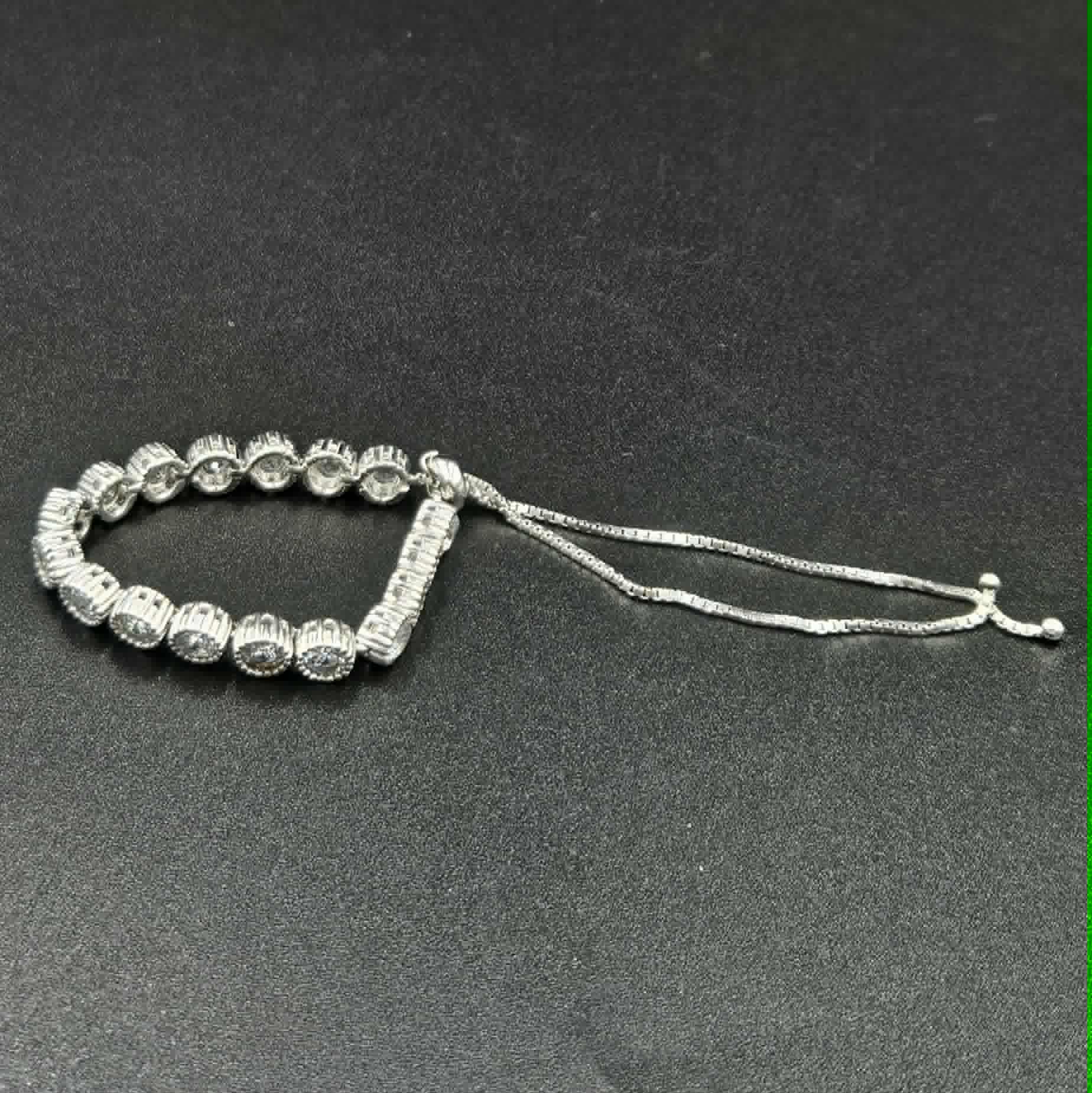 Brand new, Silver Cubic Zirconia Adjustable Bracelet