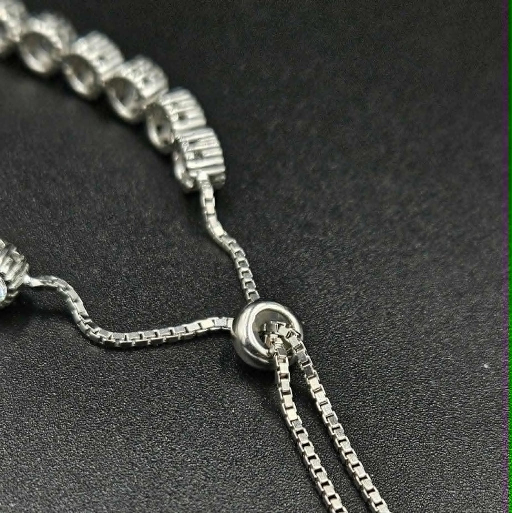 Brand new, Silver Cubic Zirconia Adjustable Bracelet