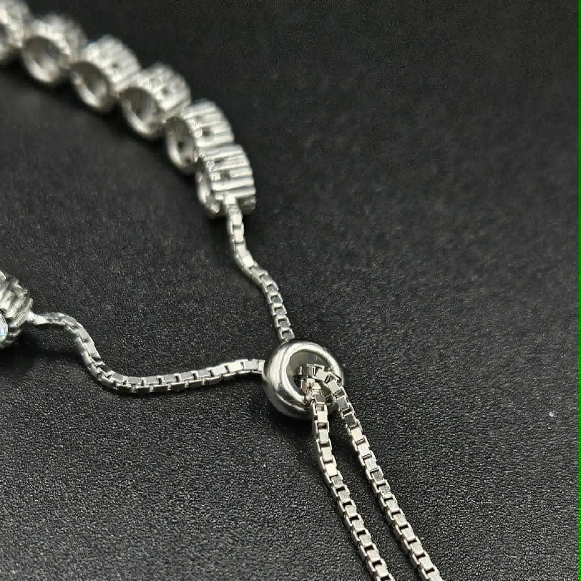 Brand new, Silver Cubic Zirconia Adjustable Bracelet