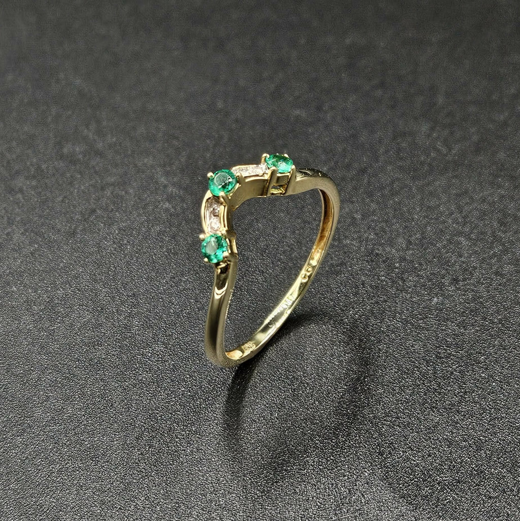 9ct Yellow Gold Emerald & Diamond Ring