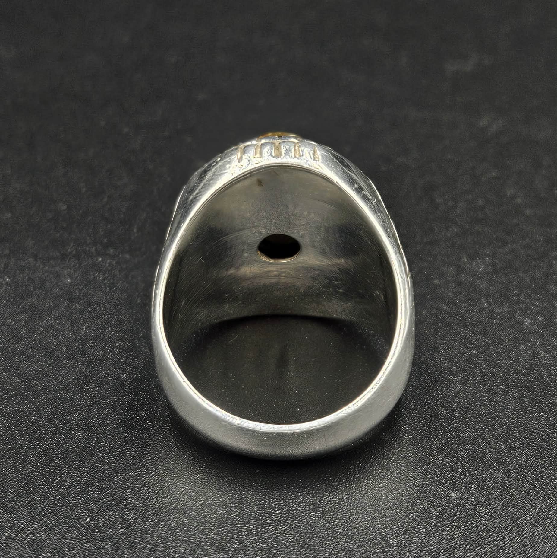 Silver Tigers Eye Mens Ring