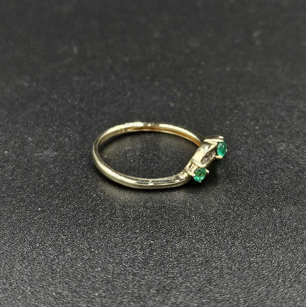 9ct Yellow Gold Emerald & Diamond Ring