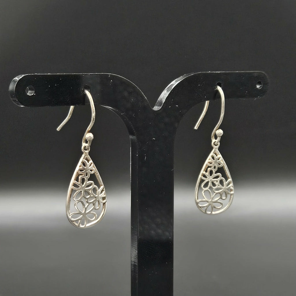Sterling Silver Teardrop Flower Earrings