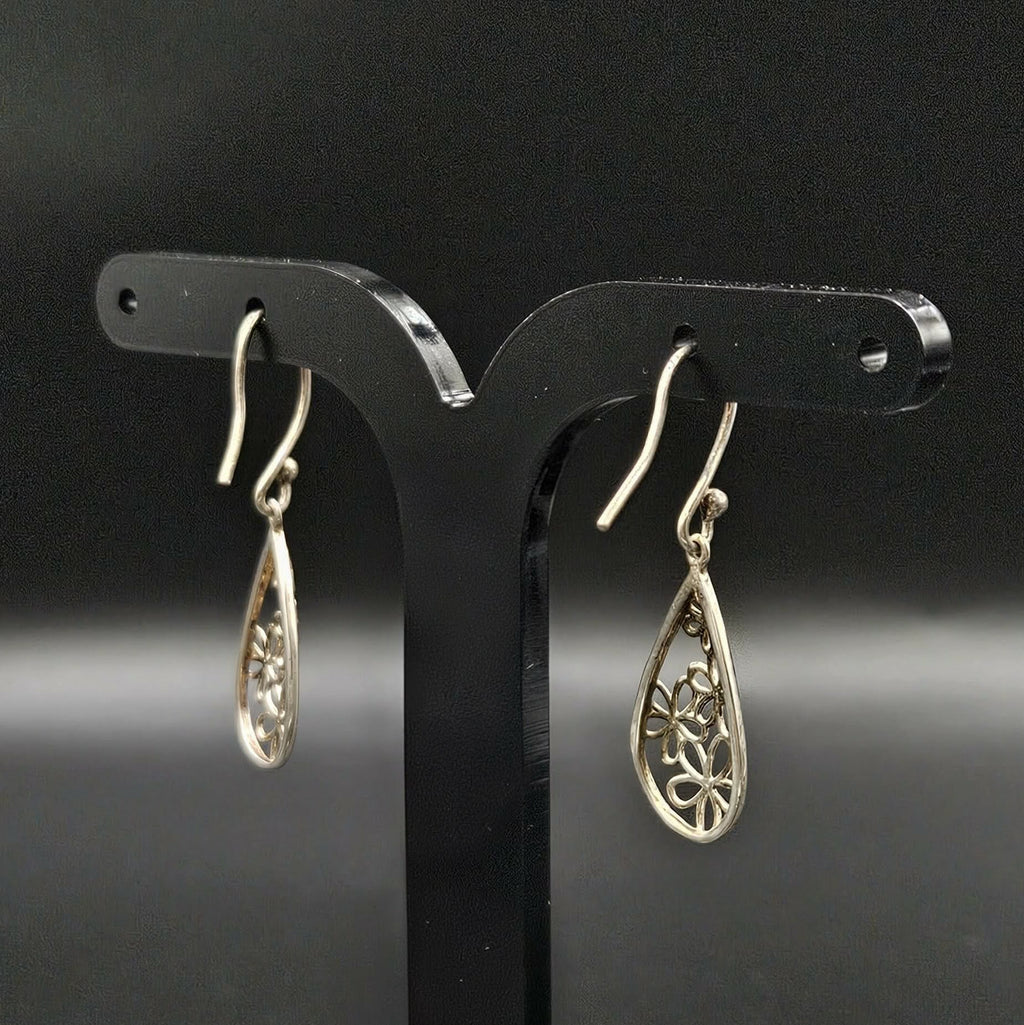 Sterling Silver Teardrop Flower Earrings