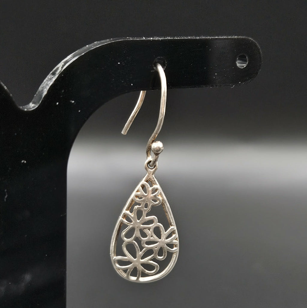Sterling Silver Teardrop Flower Earrings