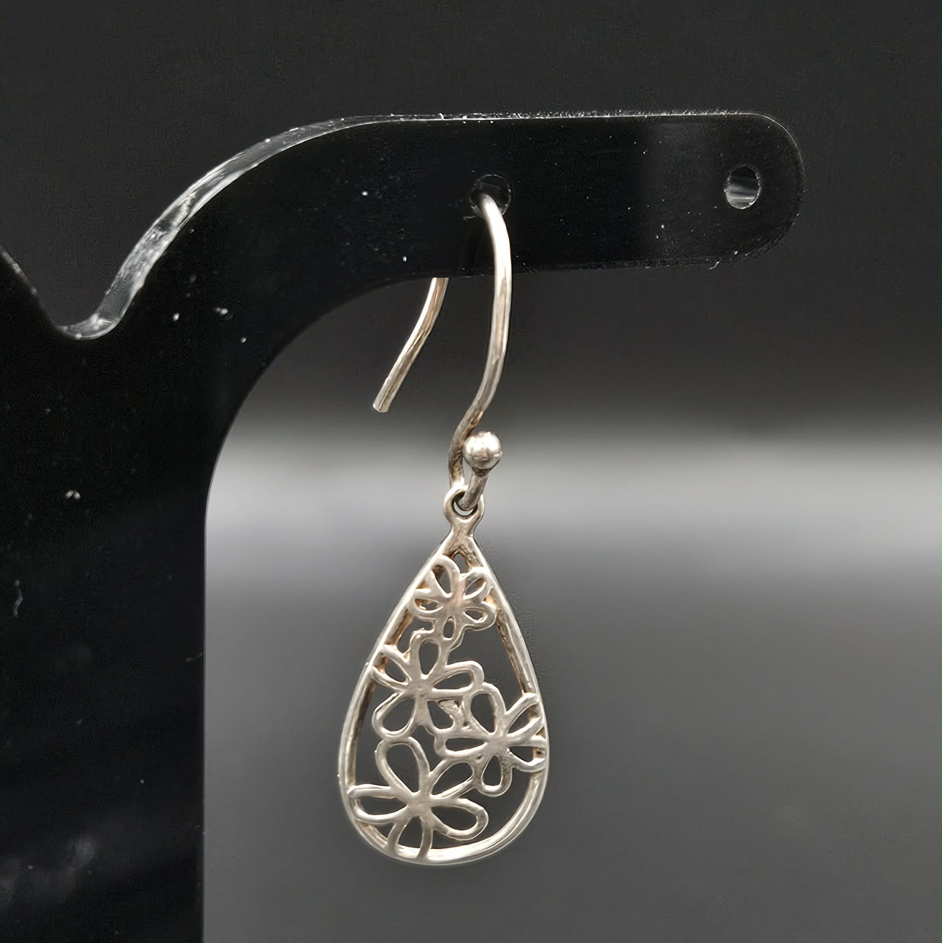 Sterling Silver Teardrop Flower Earrings