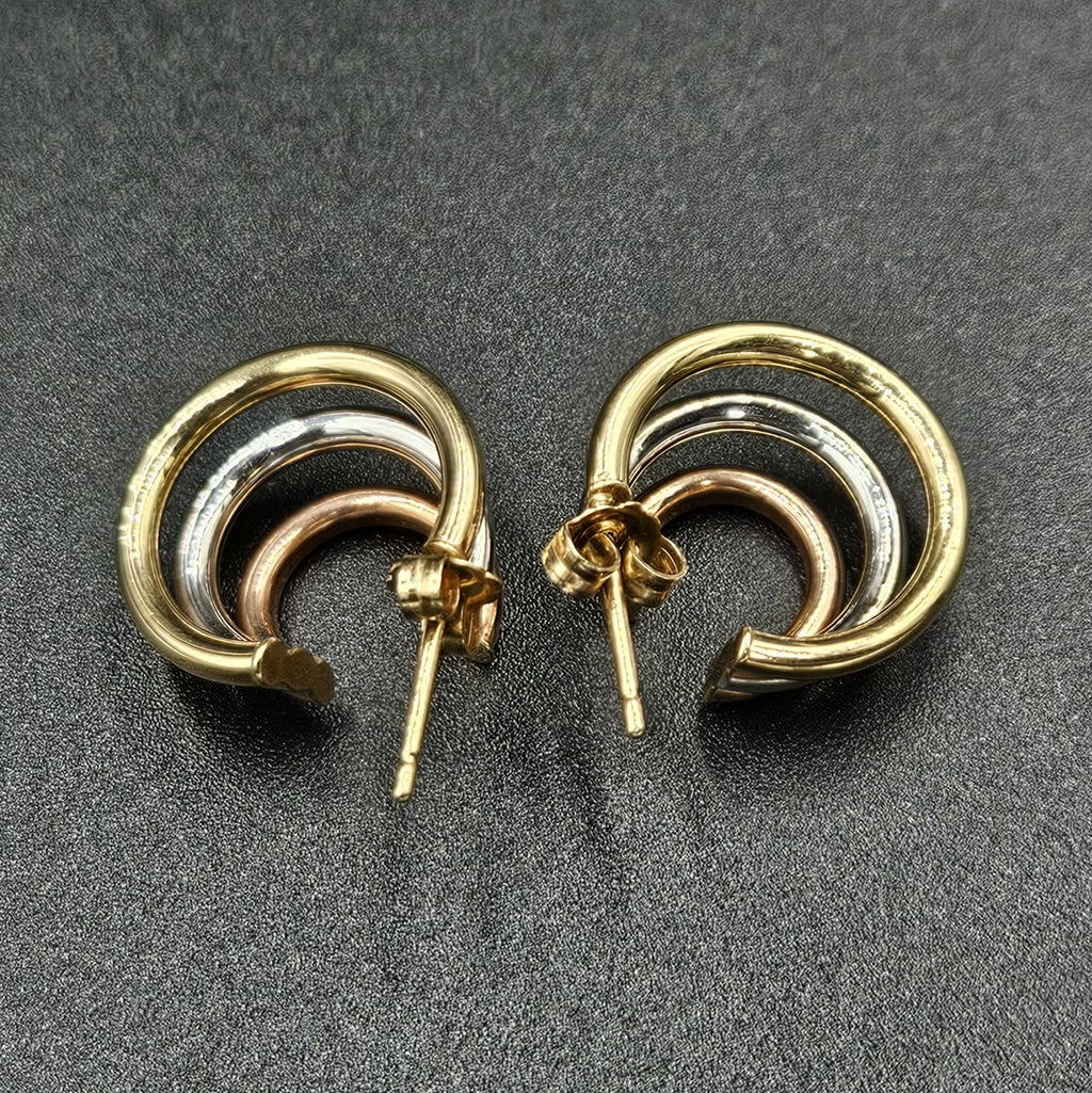 9ct Yellow, White & Rose Gold Earrings