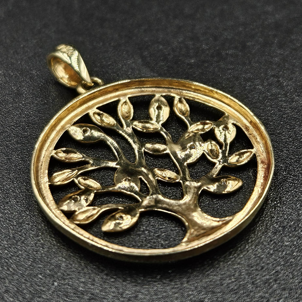 9ct Yellow Gold Diamond Tree Of Life Pendant