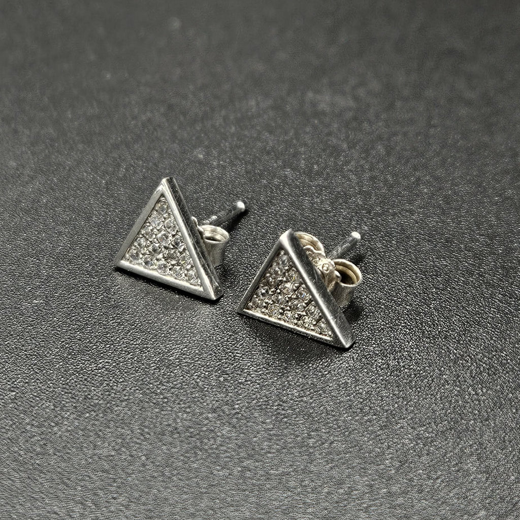 Sterling Silver 925 Cubic Zirconia Triangle Earrings