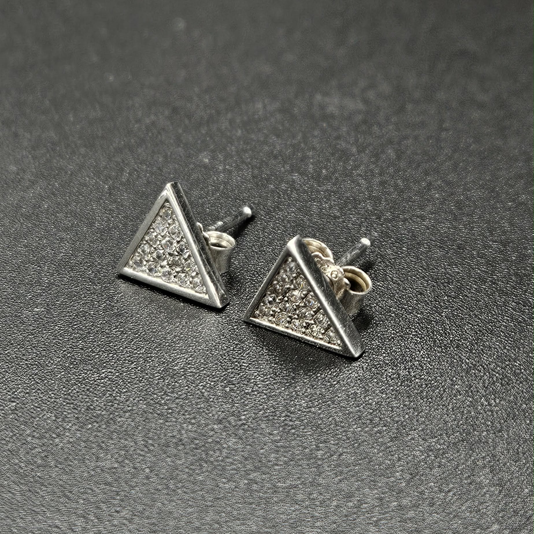 Sterling Silver 925 Cubic Zirconia Triangle Earrings