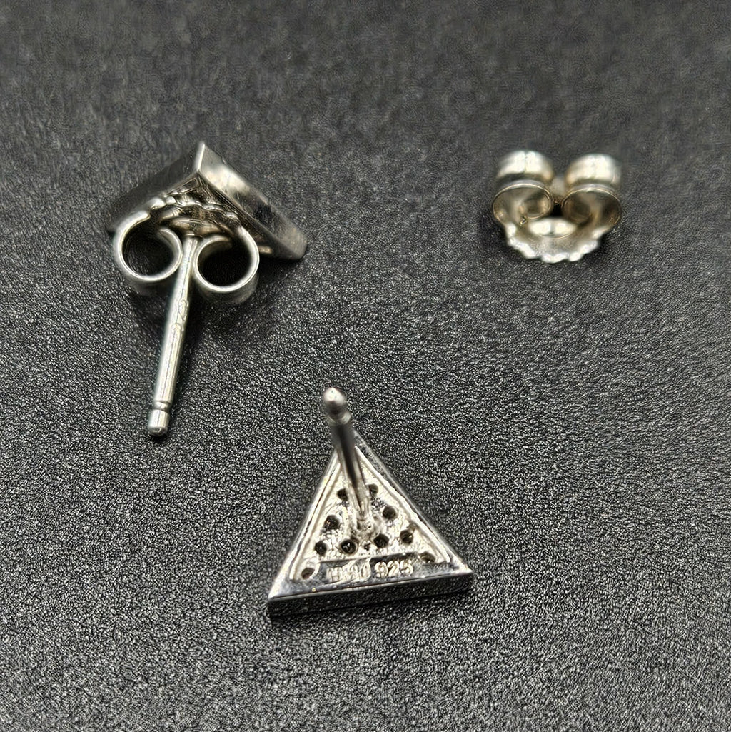 Sterling Silver 925 Cubic Zirconia Triangle Earrings